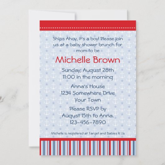 ベビーの船員服B 招待状 (裏面)