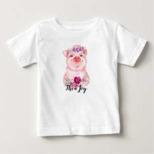 ベビーの花のブタのワイシャツ ベビーTシャツ
