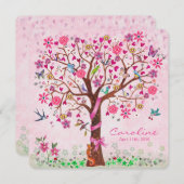 ベビーの花の木 | 出産発表の少女 案内状 (正面/裏面)