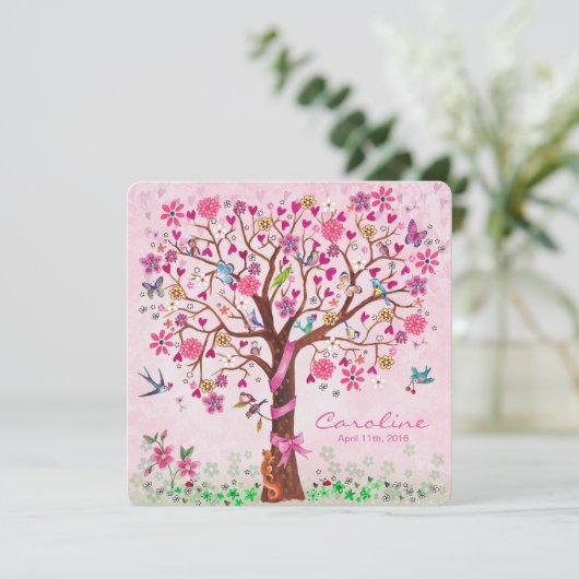 ベビーの花の木 | 出産発表の少女 案内状 (スタンド正面)