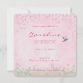 ベビーの花の木 | 出産発表の少女 案内状 (裏面)
