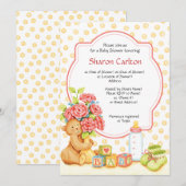 ベビーの花束のシャワーの招待状の正方形 招待状 (正面/裏面)