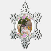 ベビーの花枠付き初めてのクリスマス スノーフレークピューターオーナメント (右)