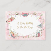 ベビーの蝶が彼女の道のディスプレイシャワーを表示している エンクロージャーカード (裏面)