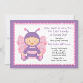 ベビーの蝶誕生日のパーティの招待状 招待状 (正面)