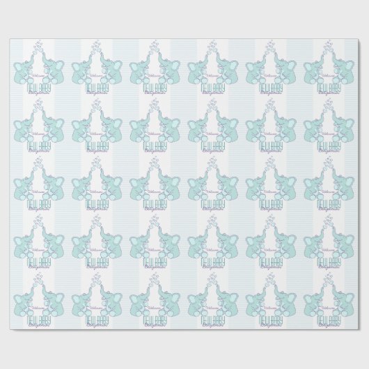 ベビーの誕生の新生児の名前の青い覆い ラッピングペーパー (フラット)