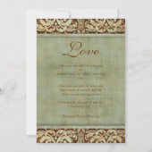 ベビーの誕生の発表のヴィンテージのブラウンの緑 案内状 (裏面)