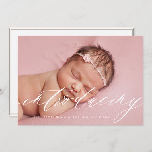 ベビーの誕生の発表の//の白をもたらすこと 案内状 (正面/裏面)