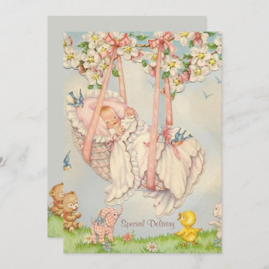 ベビーの誕生の発表ロックによって 案内状 (正面/裏面)