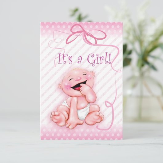 ベビーの誕生の発表"それはです女の子" 案内状 (スタンド正面)
