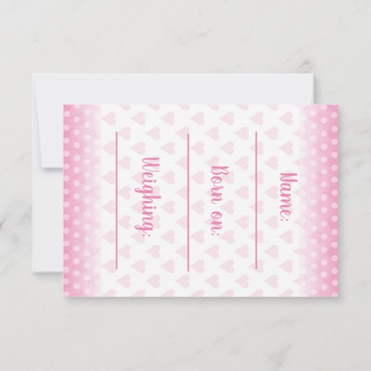 ベビーの誕生の発表"それはです女の子" 案内状 (裏面)