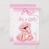 ベビーの誕生の発表"それはです女の子" 案内状 (正面/裏面)