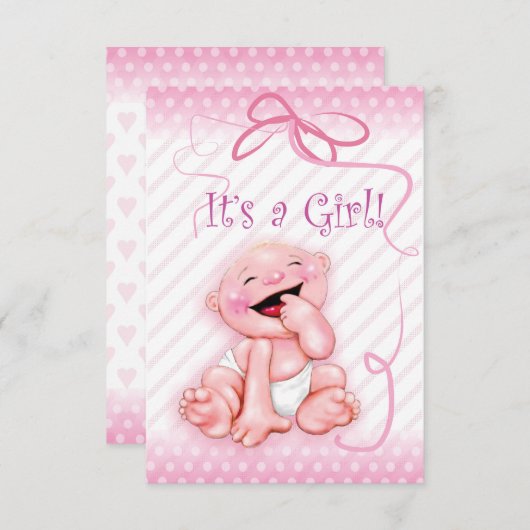 ベビーの誕生の発表"それはです女の子" 案内状 (正面/裏面)