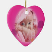 ベビーの誕生レコードのクリスマスオーナメント。ピンク セラミックオーナメント (右)