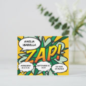 ベビーの誕生情報コミックブックポップアート記念品 ポストカード (スタンド正面)