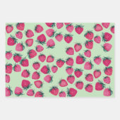 ベビーの誕生日いちごラップいちごピンク ラッピングペーパーシート (正面2)