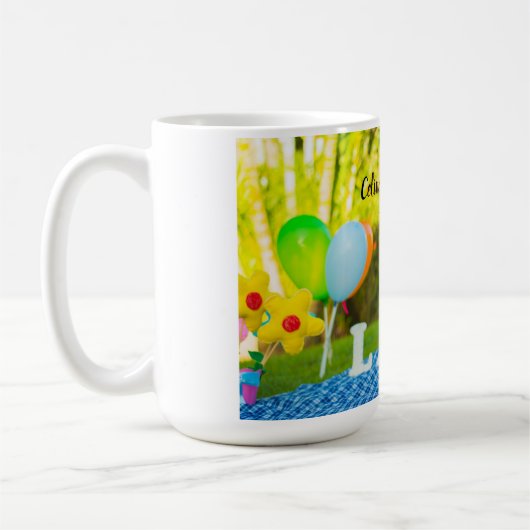 ベビーの誕生日の写真をカスタマイズする コーヒーマグカップ (左)