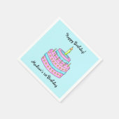 ベビーの誕生日ケーキ名パーソナライズされた スタンダードカクテルナプキン (角)