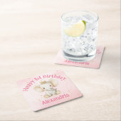 ベビーの誕生日パーソナライズされたゾウ スクエアペーパーコースター (インサイチュ)