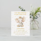 ベビーの誕生日パーソナライズされたゾウ 箔招待状ポストカード (立ち正面)