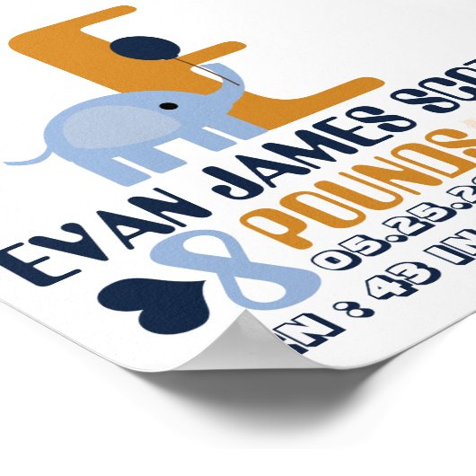 ベビーの誕生日付詳細;子供部屋アートポスター ポスター (角)