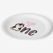 ベビーの誕生日1回目の名前ペンギンかわいい ペーパープレート (アングル)