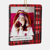 ベビーの誕生統計初めてのクリスマス格子模様 セラミックオーナメント (右)