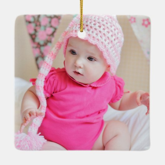 ベビーの誕生統計初めてのクリスマス格子模様 セラミックオーナメント (裏面)