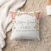 ベビーの誕生Statsの庭の花の果実のガーリーな装飾 クッション (ブランケット)