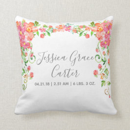 ベビーの誕生Statsの庭の花の果実のガーリーな装飾 クッション