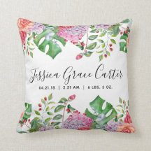 ベビーの誕生Statsの水彩画の熱帯花の装飾