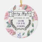 ベビーの誕生Statsの誕生の記録クリスマスの写真 セラミックオーナメント (正面)