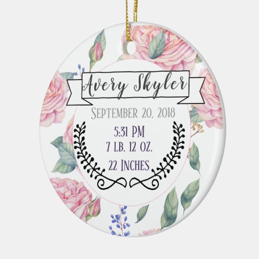 ベビーの誕生Statsの誕生の記録クリスマスの写真 セラミックオーナメント (左)