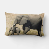 ベビーの象および母 ランバークッション (裏面)