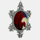 ベビーの赤いドラゴンの雪片のオーナメント スノーフレークピューターオーナメント (左)