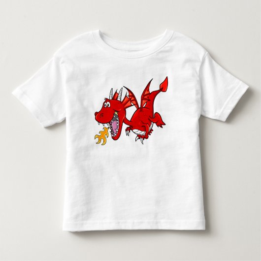 ベビーの赤いドラゴンのTシャツ トドラーTシャツ (正面)