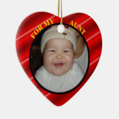 ベビーの赤いハート写真ギフトラベルおばさん セラミックオーナメント (右)