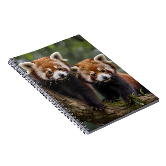 ベビーの赤いパンダが一本の木に生えている ノートブック (右側)