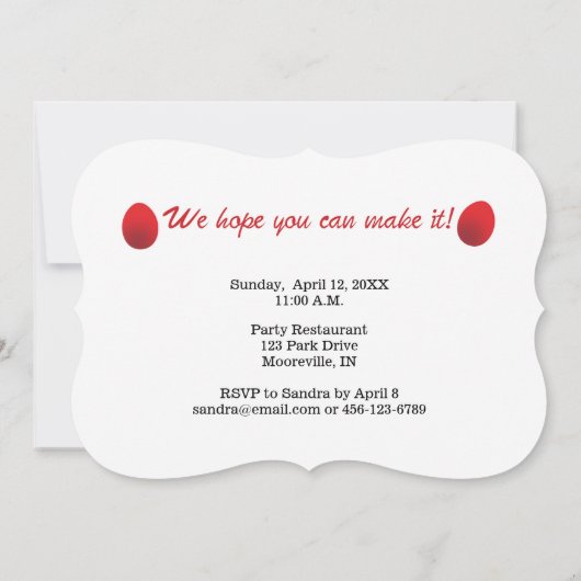 ベビーの赤い卵と生姜の招待状とストライプ 招待状 (裏面)