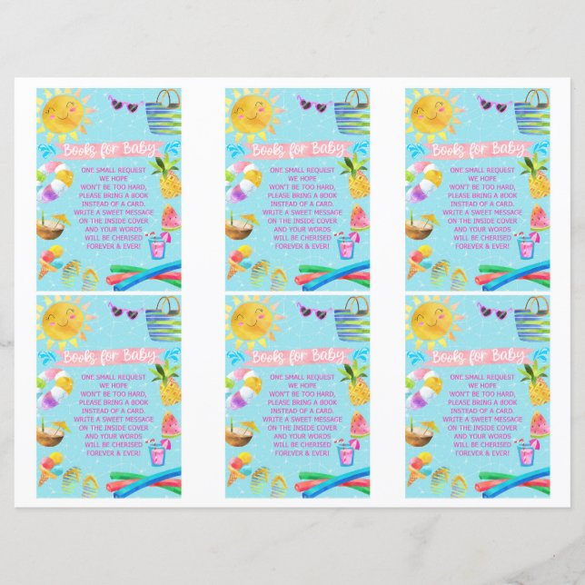 ベビーの赤ちゃんシャワーカード、プールの赤ちゃんシャワーのための本 (正面)