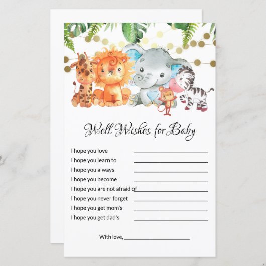 ベビーの赤ちゃんシャワーゲームのご希望 (正面/裏面)