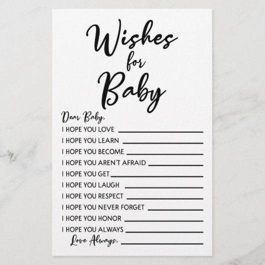 ベビーの赤ちゃんシャワー活動の願い 便箋 (正面)