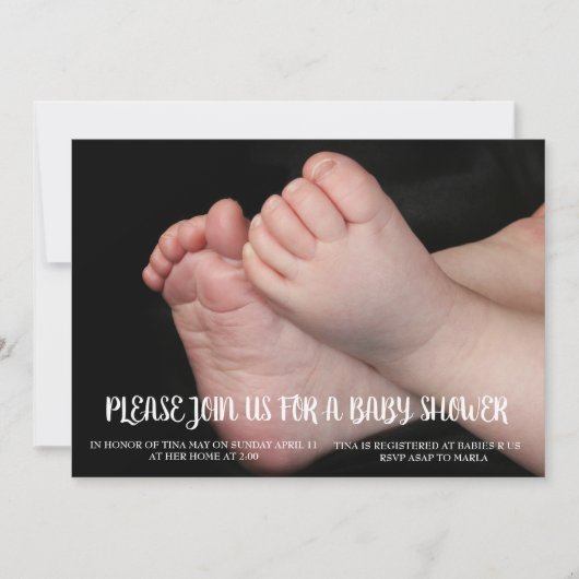 ベビーの足のシャワーの招待状 招待状 (正面)