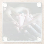 ベビーの足を握る親手 ガラスコースター (裏面)