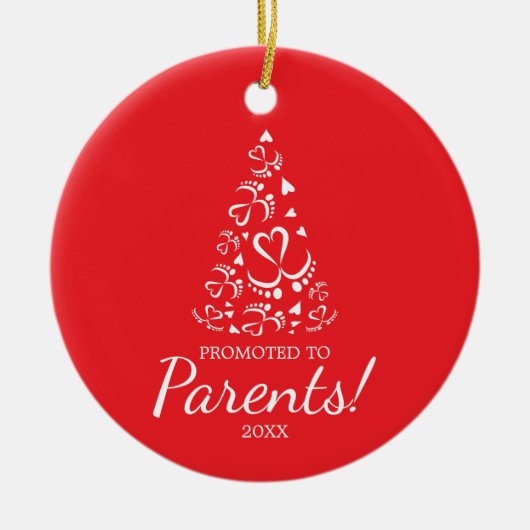 ベビーの足クリスマスツリーを形成,初めてのクリスマス セラミックオーナメント (正面)