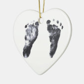 ベビーの足跡のハート セラミックオーナメント (左)