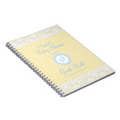 ベビーの足跡のレースの青色児のシャワーの来客名簿 ノートブック (右側)