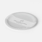 ベビーの足跡の灰色のストライプのベビーシャワーのプレート ペーパープレート (アングル)