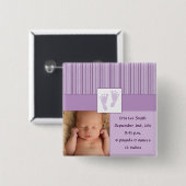 ベビーの足跡の誕生-紫色 缶バッジ (正面&裏面)