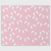 ベビーの足跡(ピンクの背景) ラッピングペーパー (フラット)